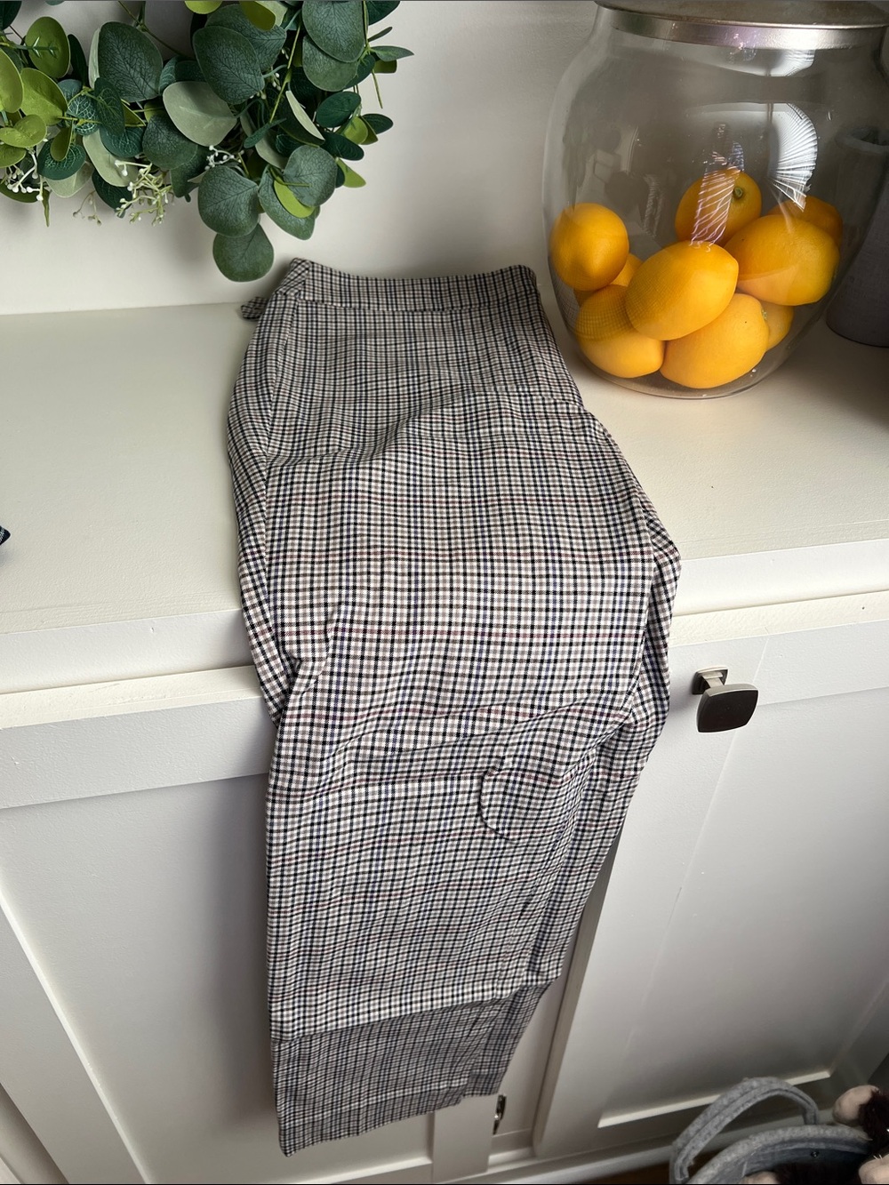 Talbots Women's Ankle Plaid Pants — Black and White with Subtle Tan